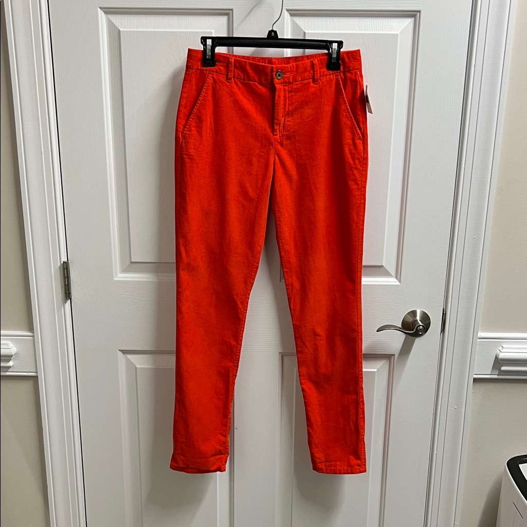 Gap Women's Bright Orange Straight Leg Pants Corduroy New Size 0